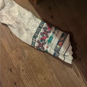 Johnny Was Ivory Dress with Multicolor Embroidery